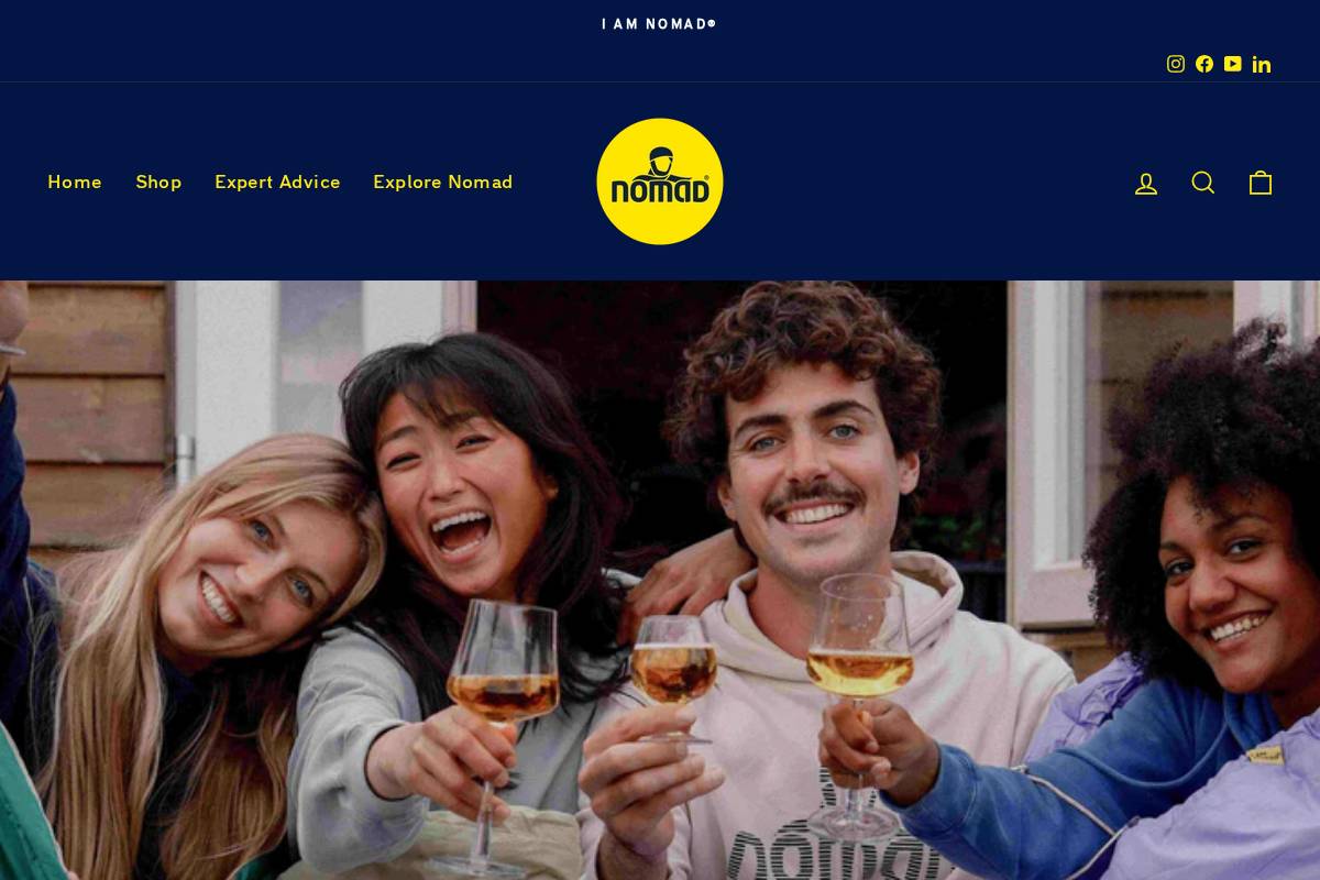 nomad-outdoorgear.com homepage screenshot