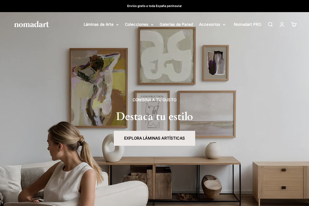 Nomadart homepage screenshot