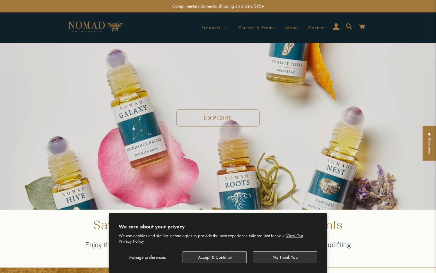 nomadbotanicals.com homepage screenshot