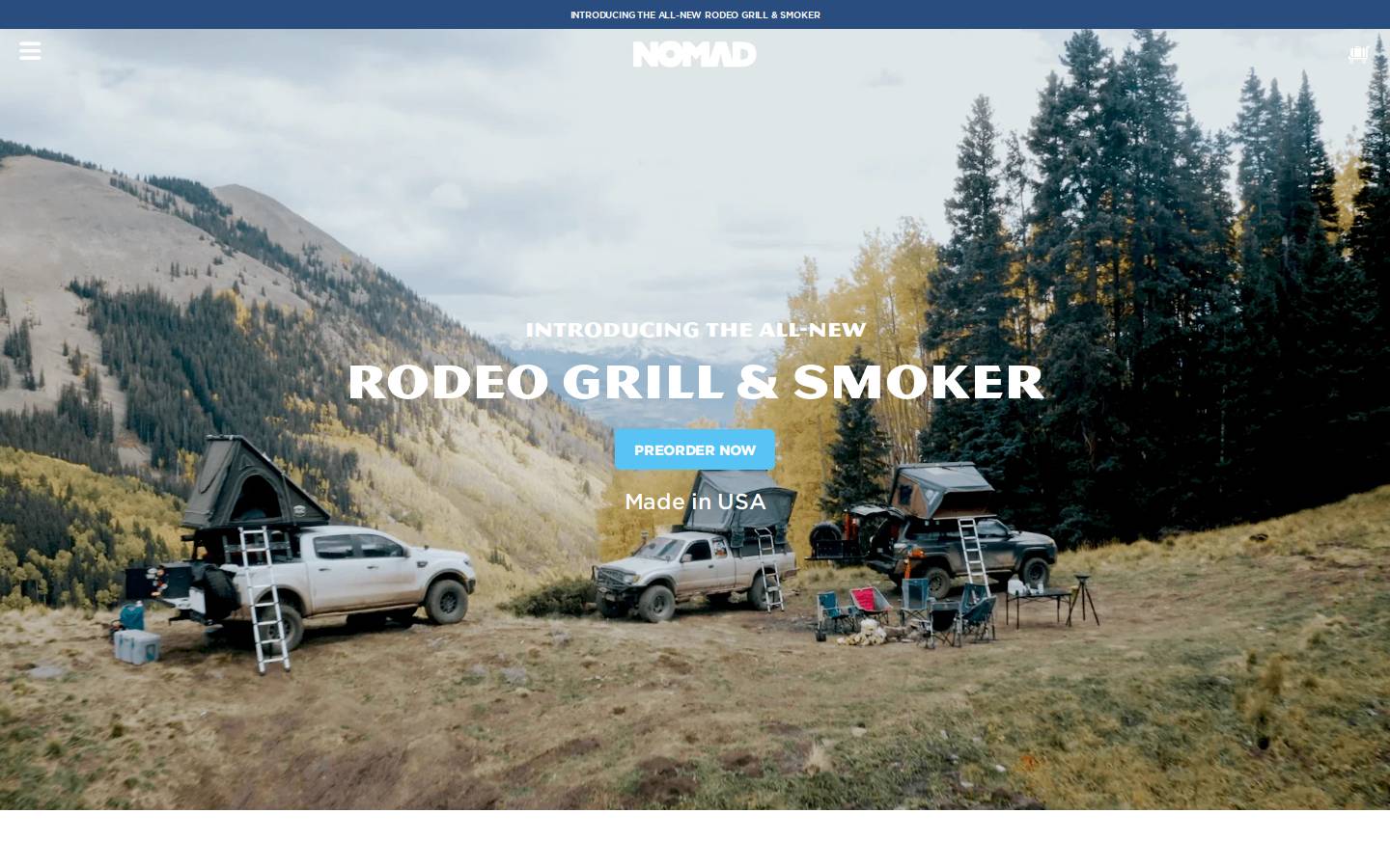 nomadgrills.com homepage screenshot