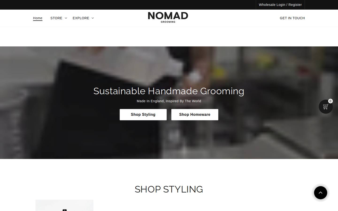 nomadgrooming.com homepage screenshot