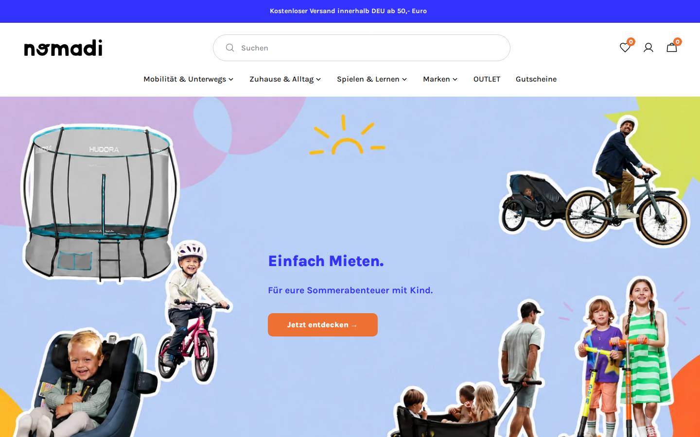Nomadi homepage screenshot