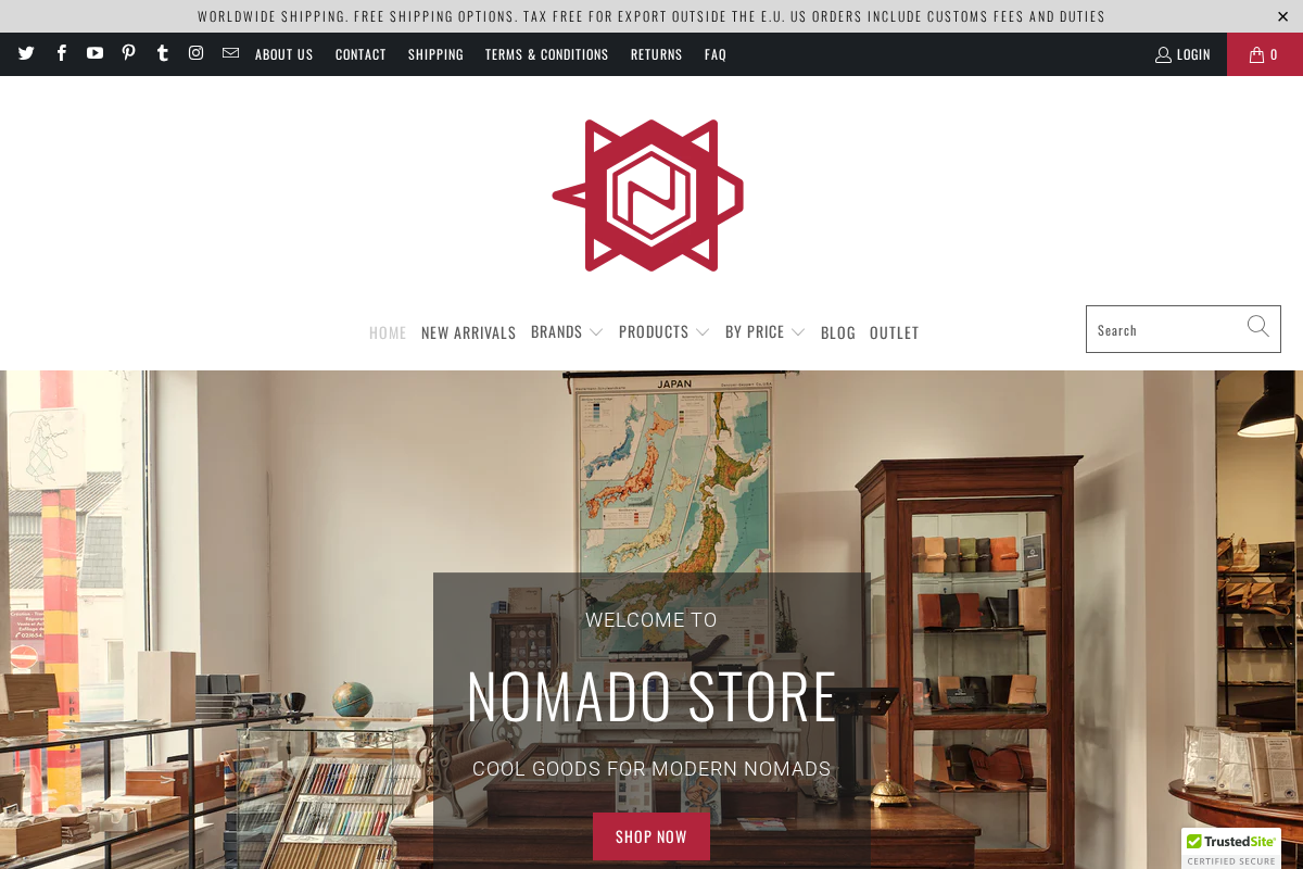 nomadostore homepage screenshot