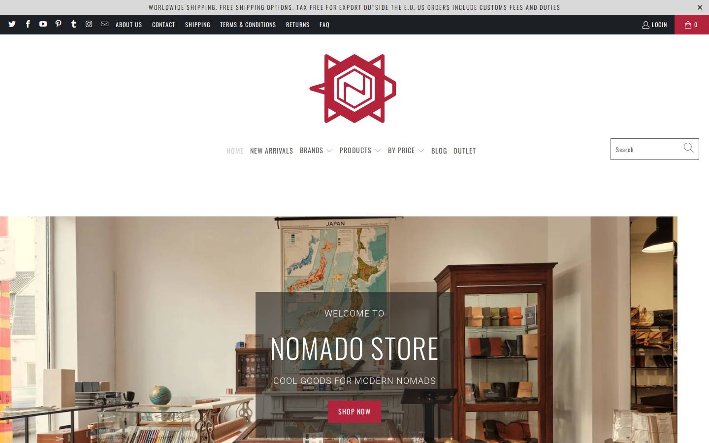nomadostore homepage screenshot