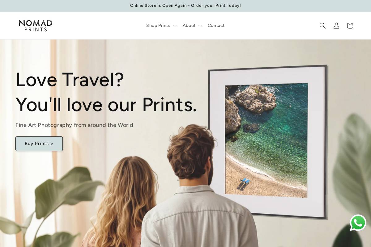 nomadprintsonline.com homepage screenshot