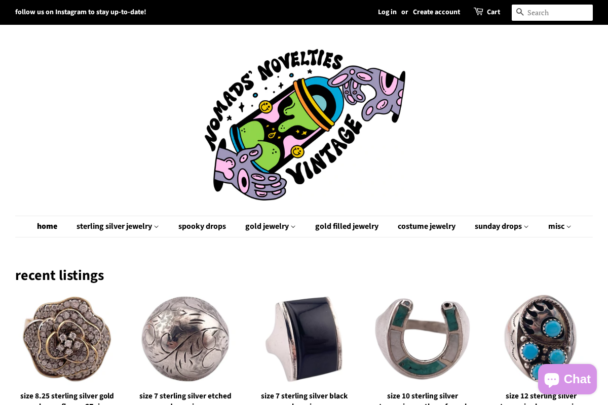 Nomads' Novelties homepage screenshot