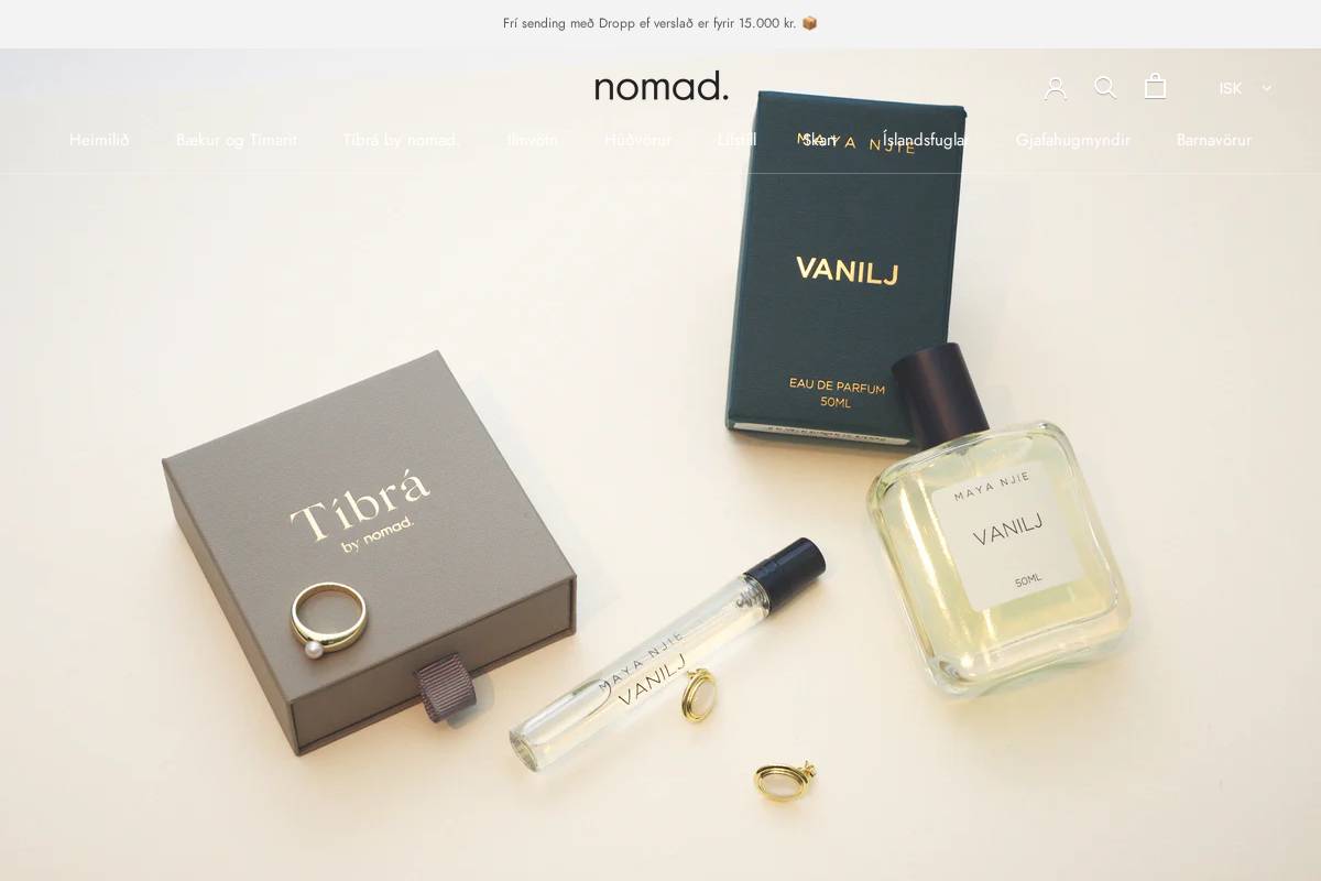 nomadstore.is homepage screenshot