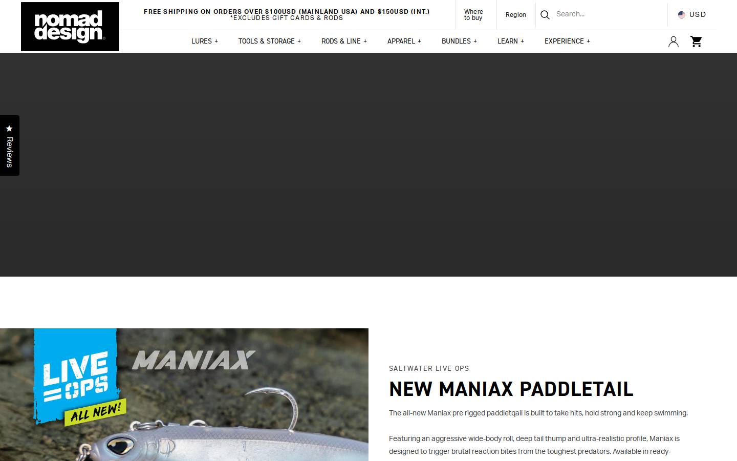 nomadtackle.com homepage screenshot