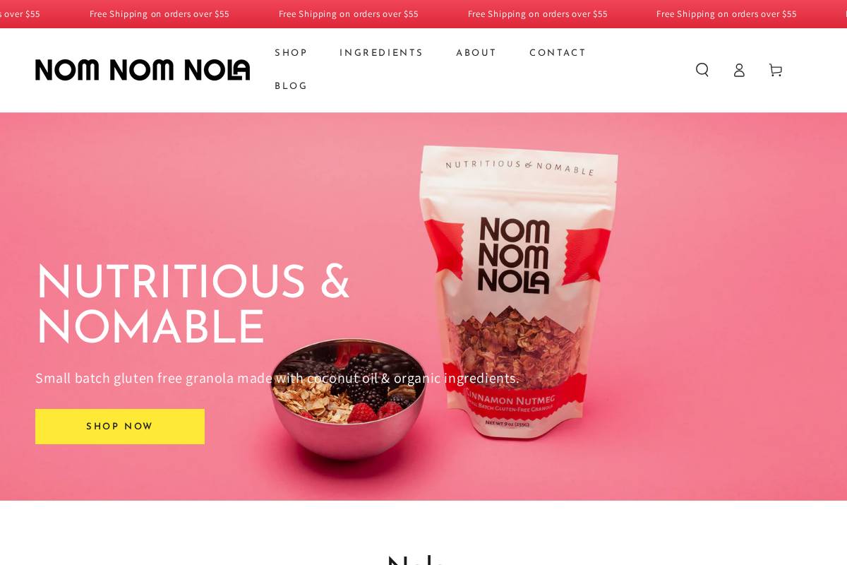nomnomnola.com homepage screenshot