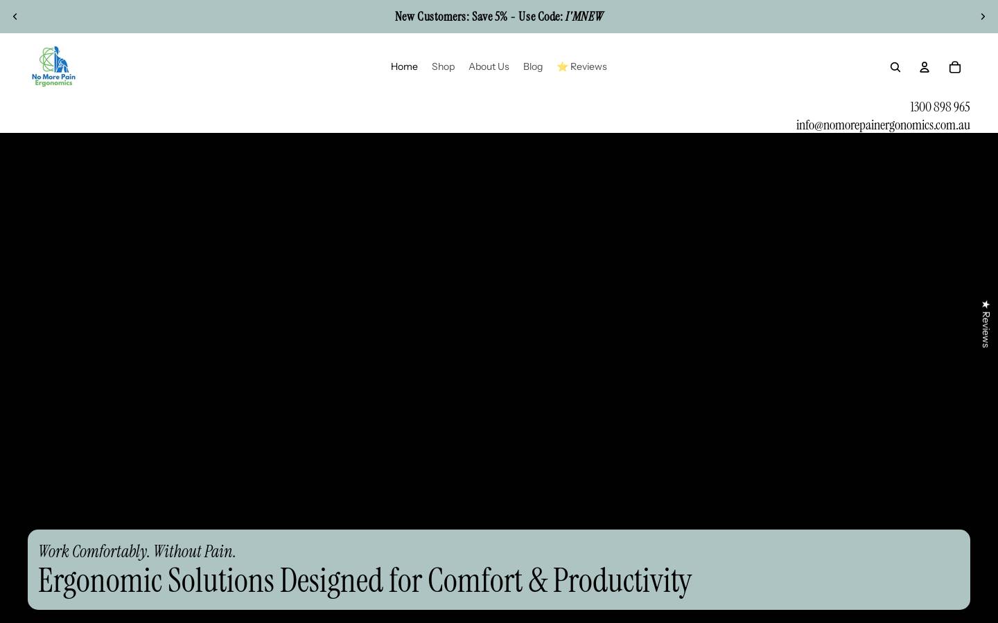 Nomorepainergonomics homepage screenshot