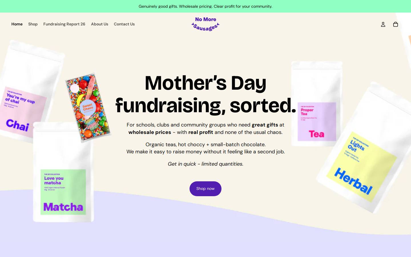 nomoresausages.com homepage screenshot