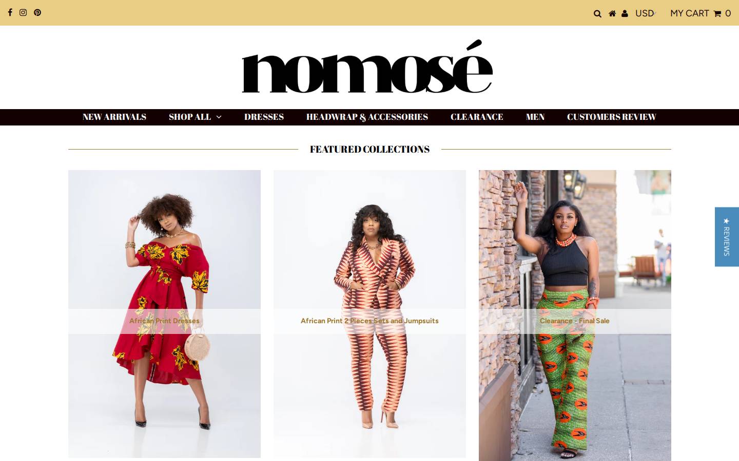 nomosecouture.com homepage screenshot