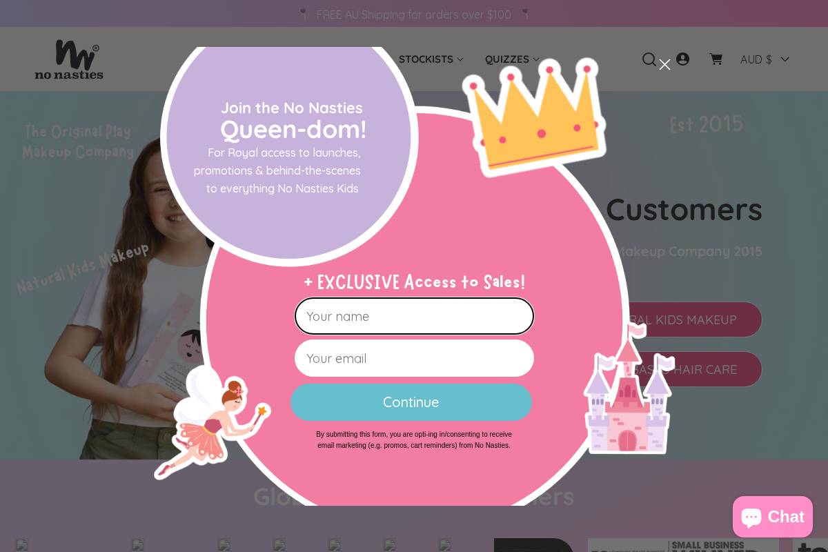 nonastieskids.com.au homepage screenshot