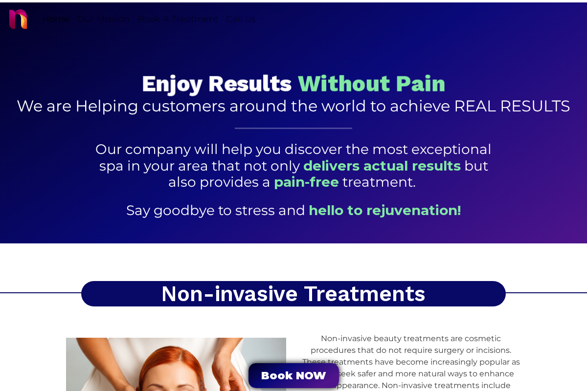 No Needle Needed homepage screenshot