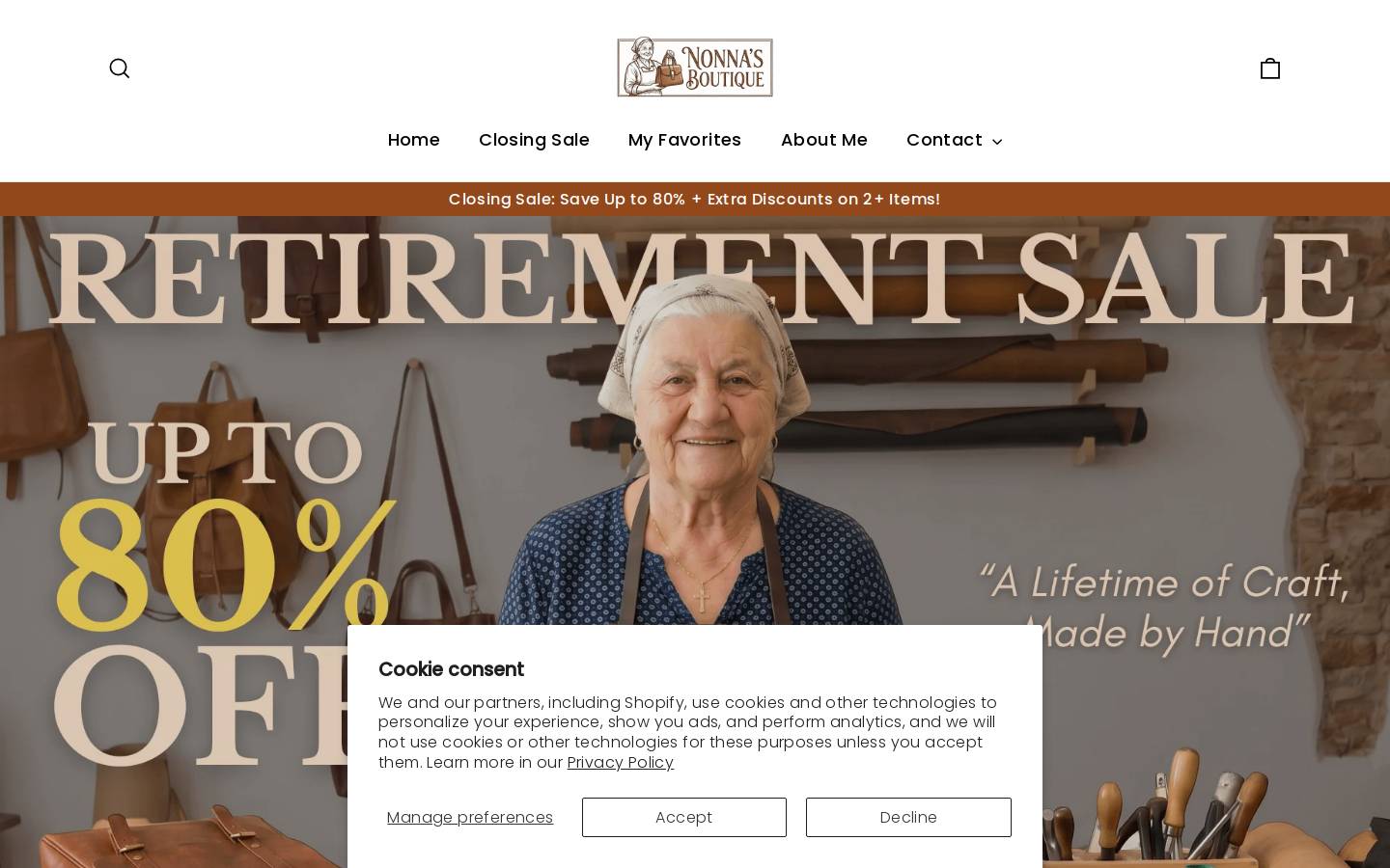 nonnaboutique.com homepage screenshot