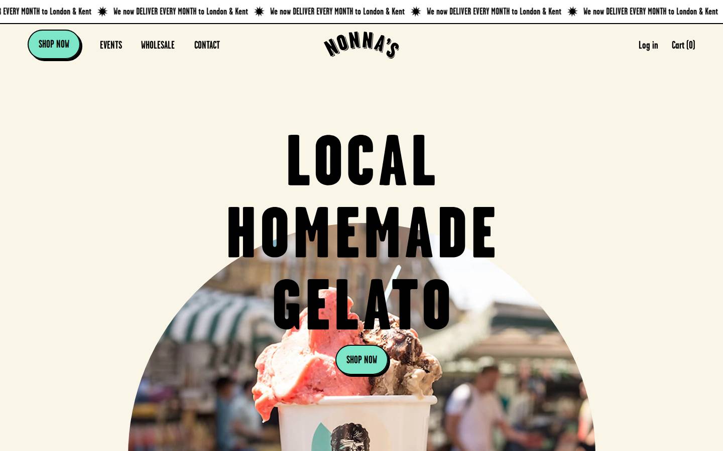 nonnasgelato.com homepage screenshot