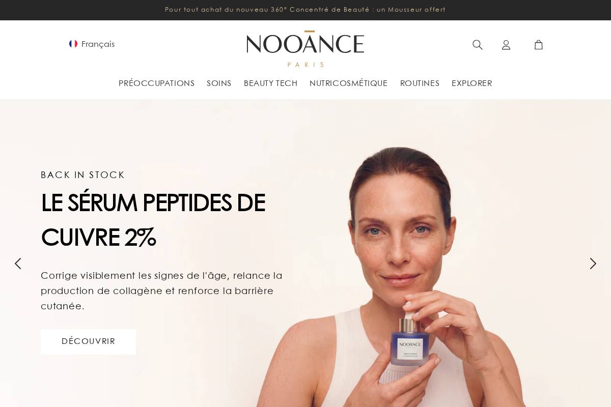 Nooance Paris homepage screenshot