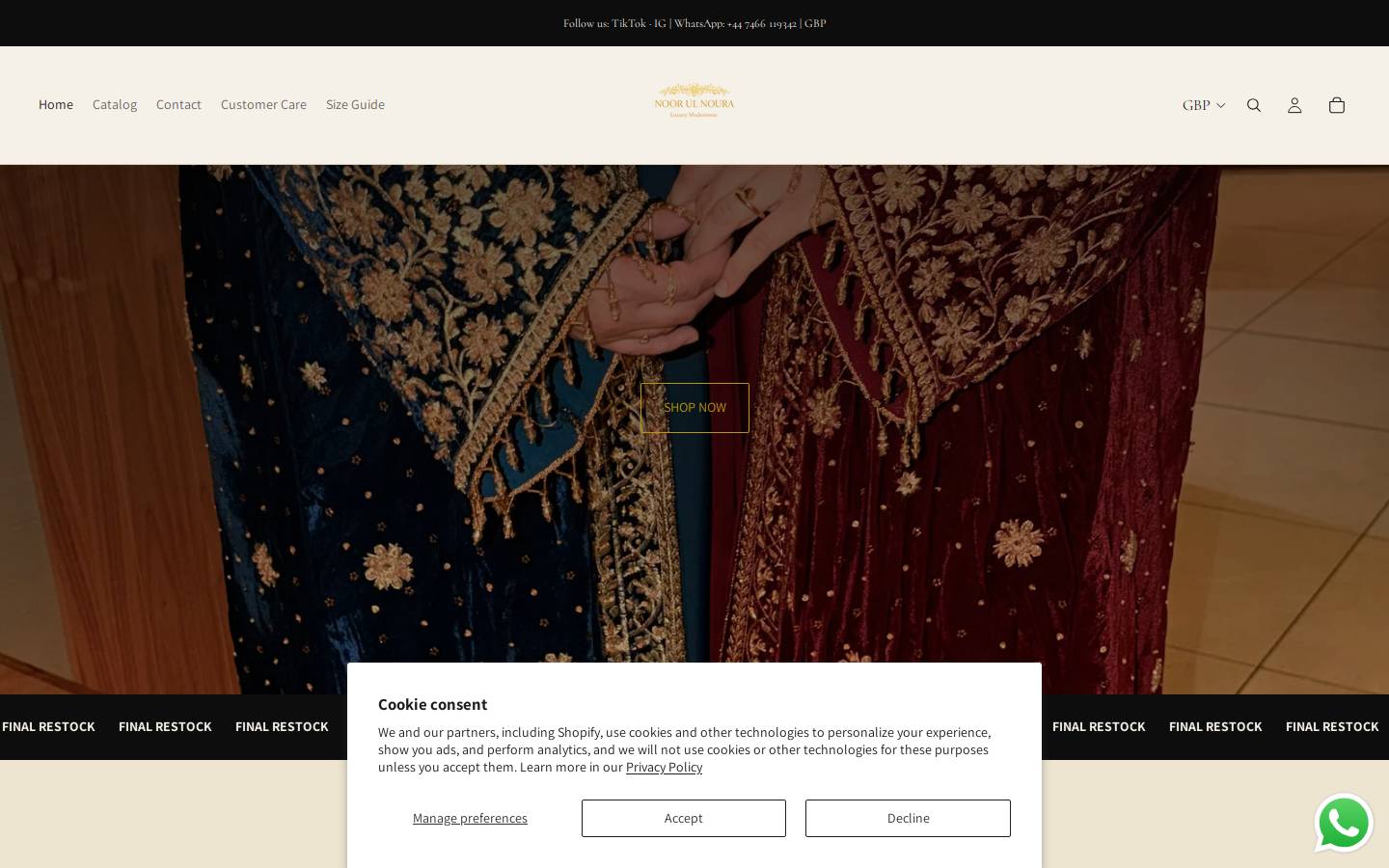 noorulnoura.com homepage screenshot