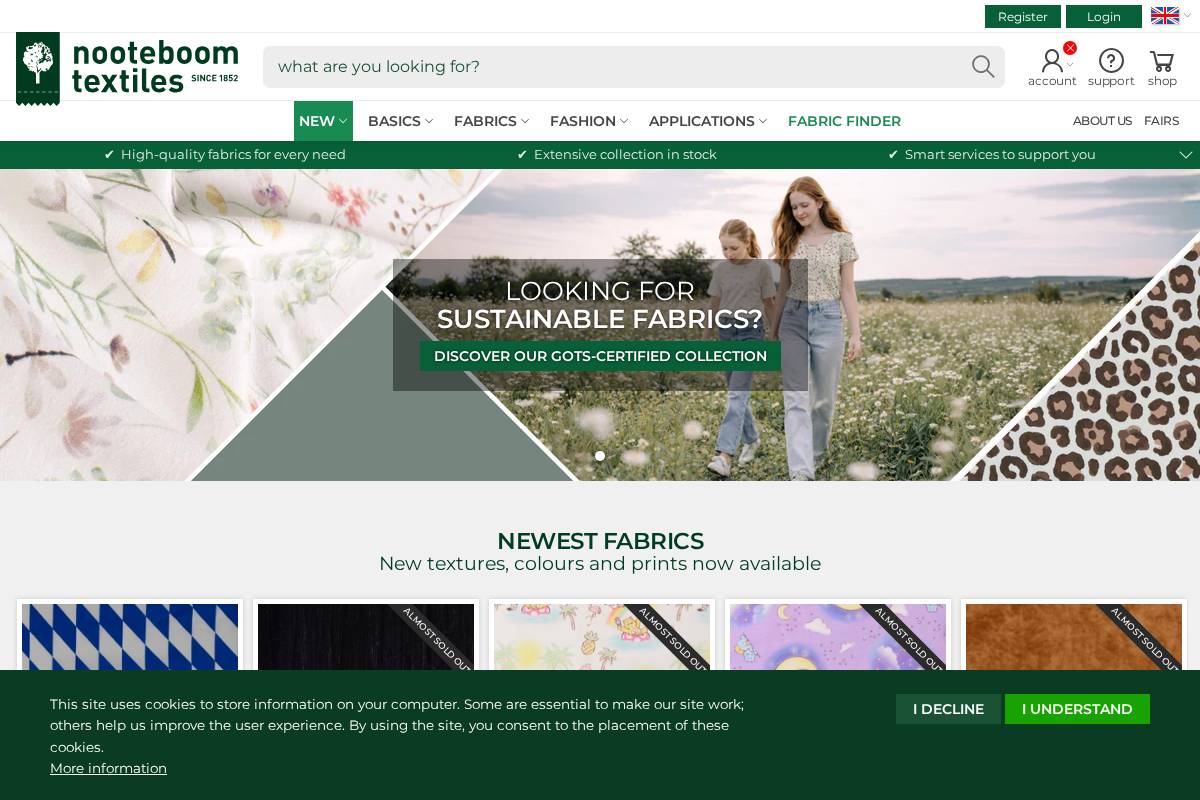 nooteboomtextiles.com homepage screenshot