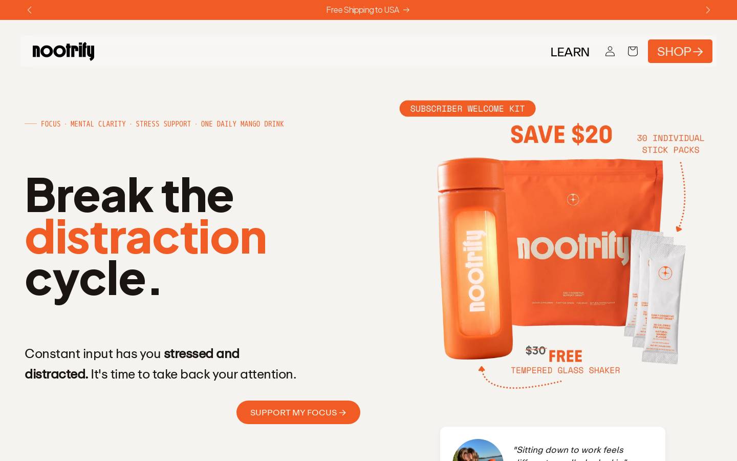 Nootrify homepage screenshot