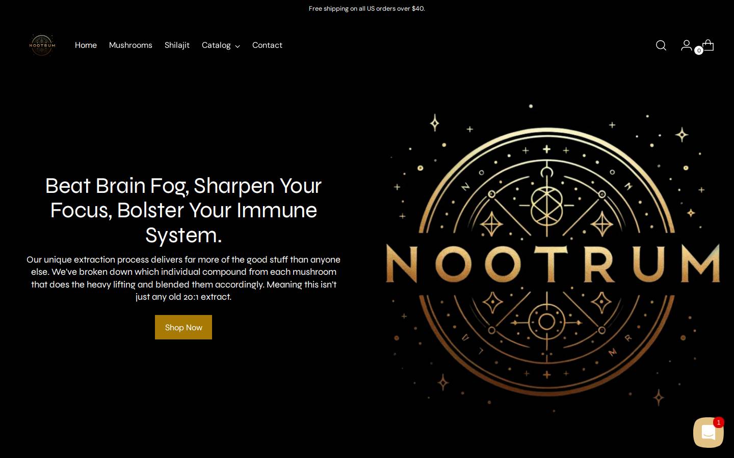Nootrum homepage screenshot