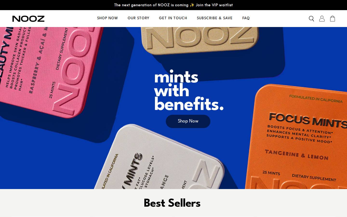 noozmints.com homepage screenshot