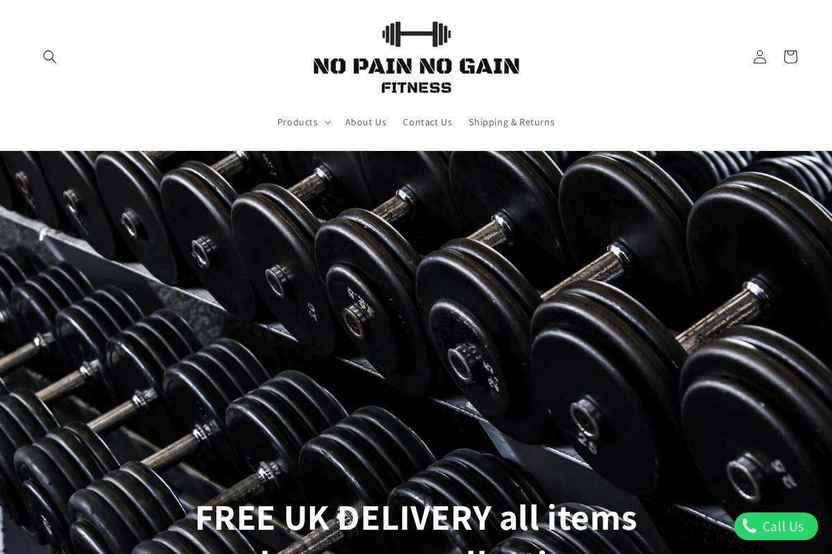 No Pain No Gain Fitness Ltd. homepage screenshot