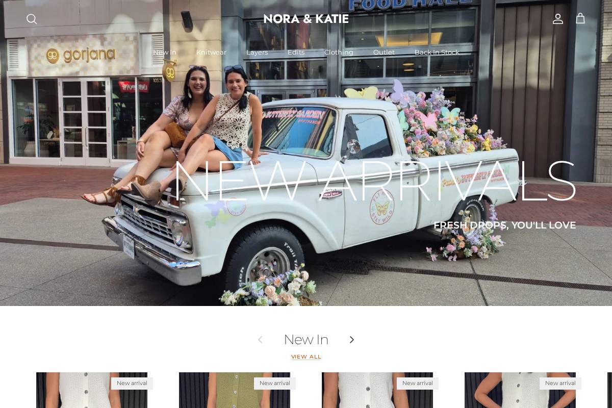 noraandkatie.com homepage screenshot