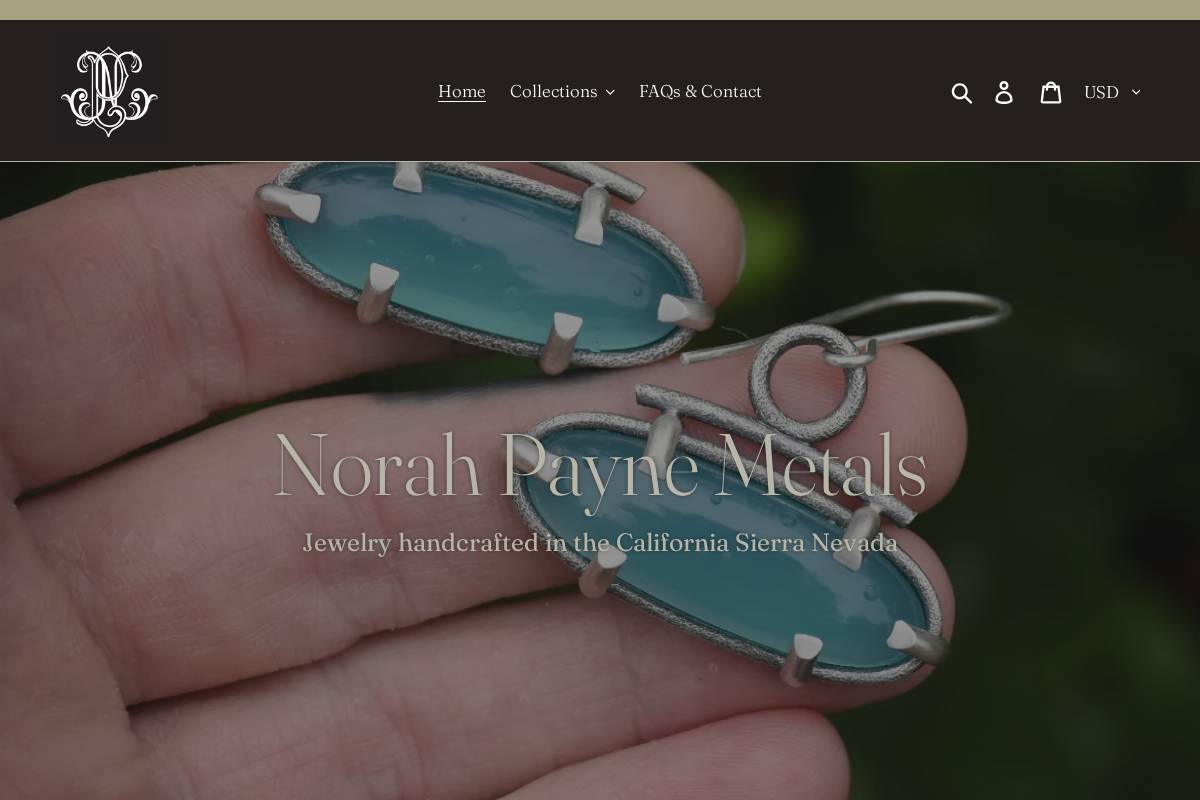 norahpaynemetals.com homepage screenshot