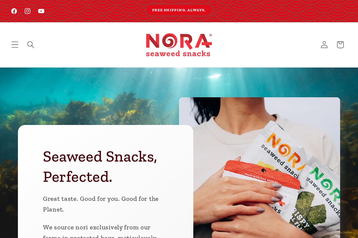 Nora Snacks homepage screenshot