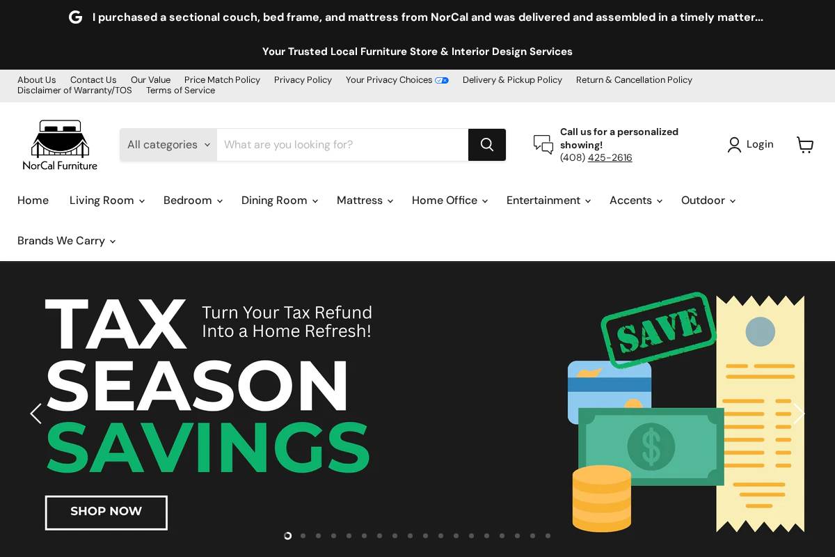 norcalfurniture.com homepage screenshot