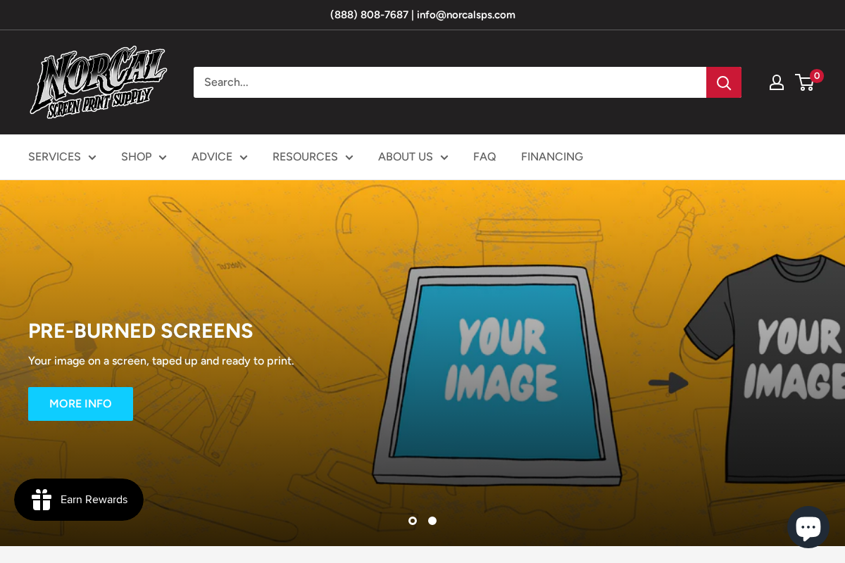 NorCal Screen Print Supply homepage screenshot