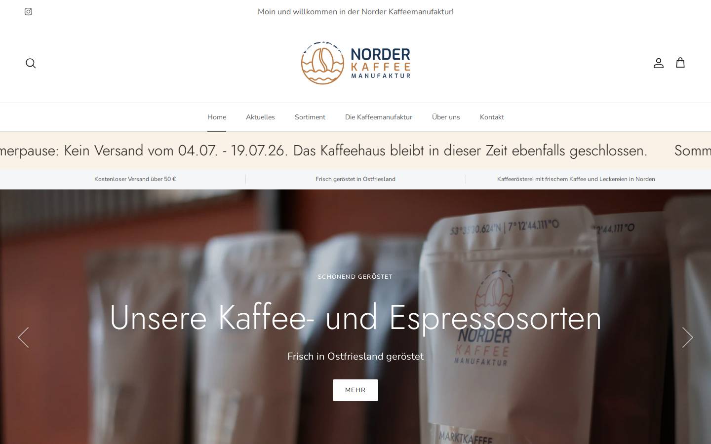 norder-kaffee.de homepage screenshot