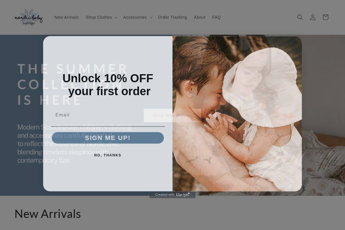 nordicbabyboutique.com homepage screenshot