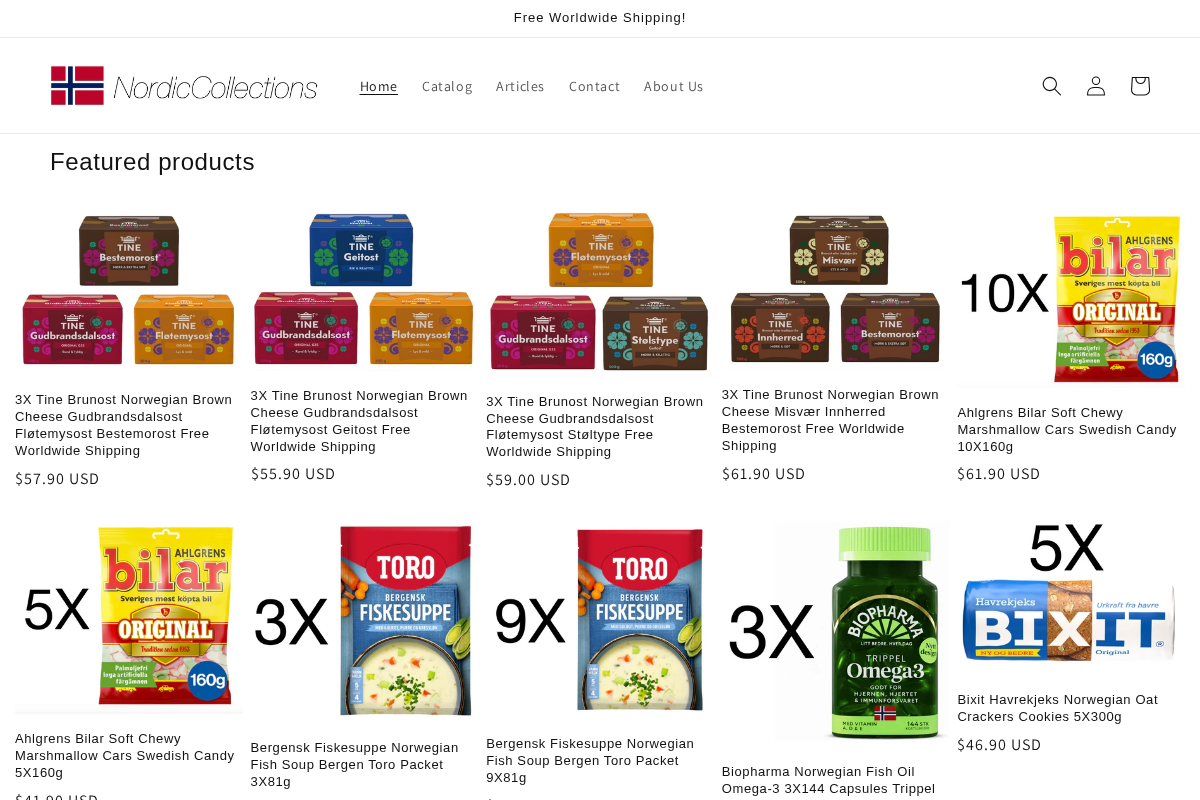 NordicCollections Store homepage screenshot