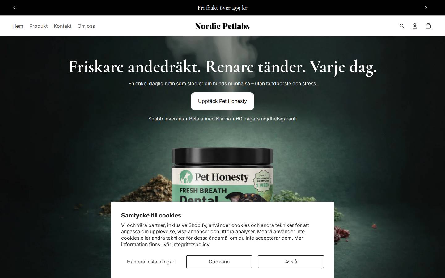 nordicpetlabs.se homepage screenshot