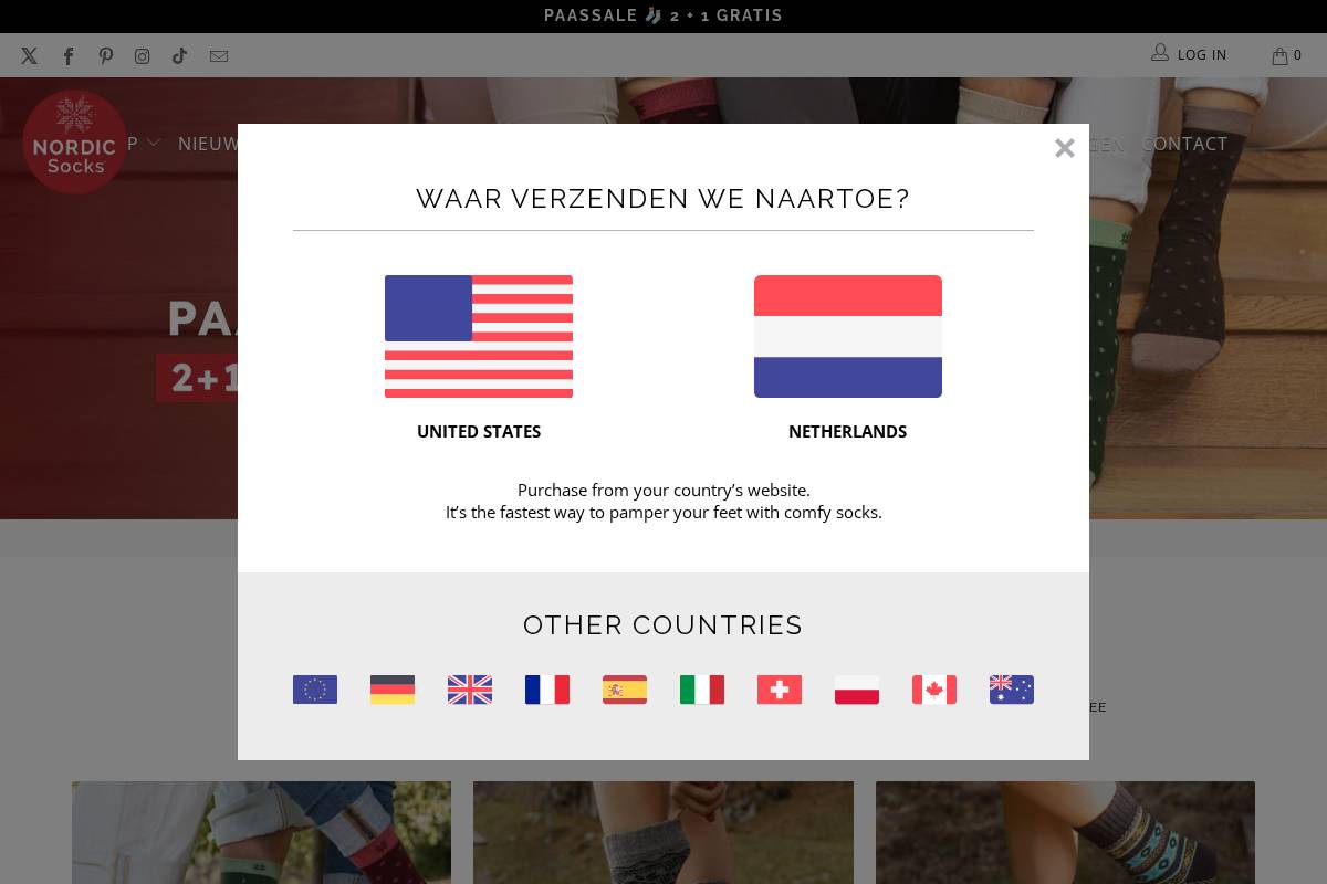 Nordic Socks NL homepage screenshot