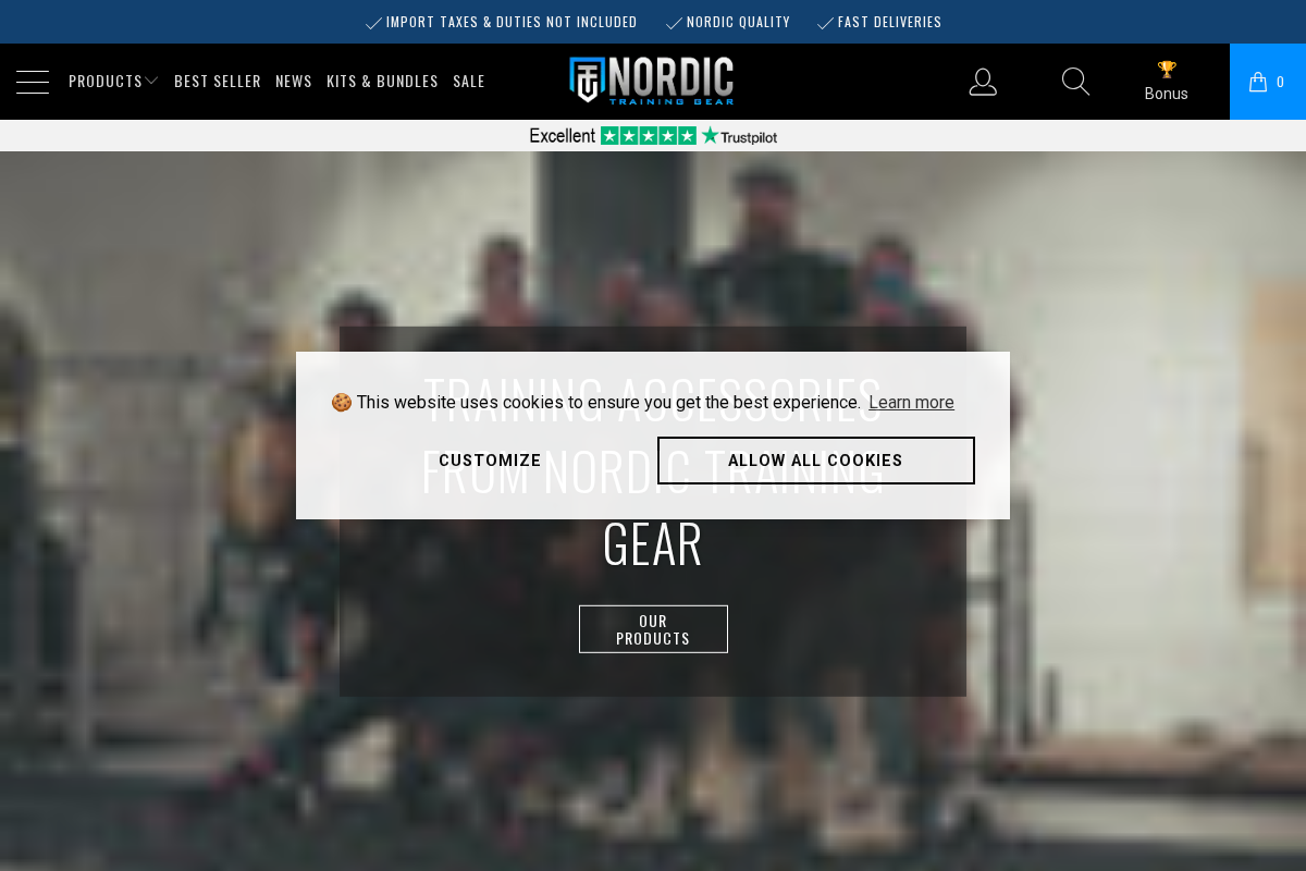 Nordic Training Gear homepage screenshot