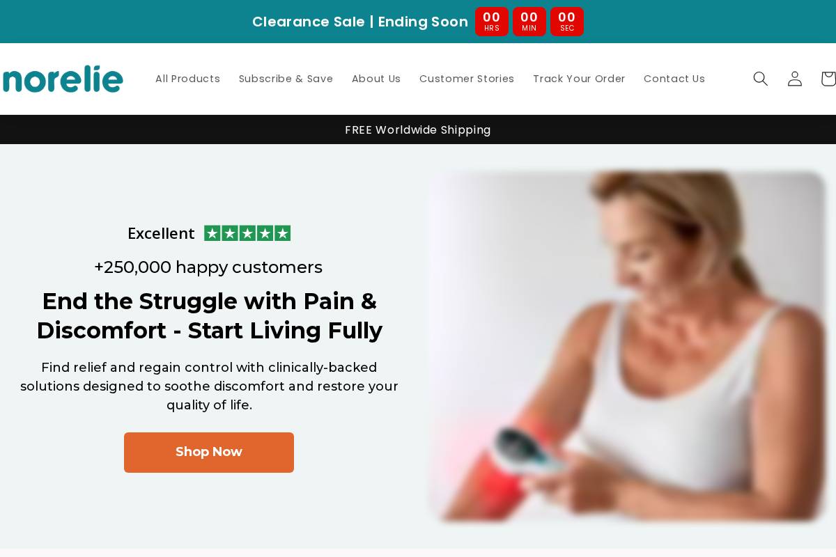 Norelie homepage screenshot