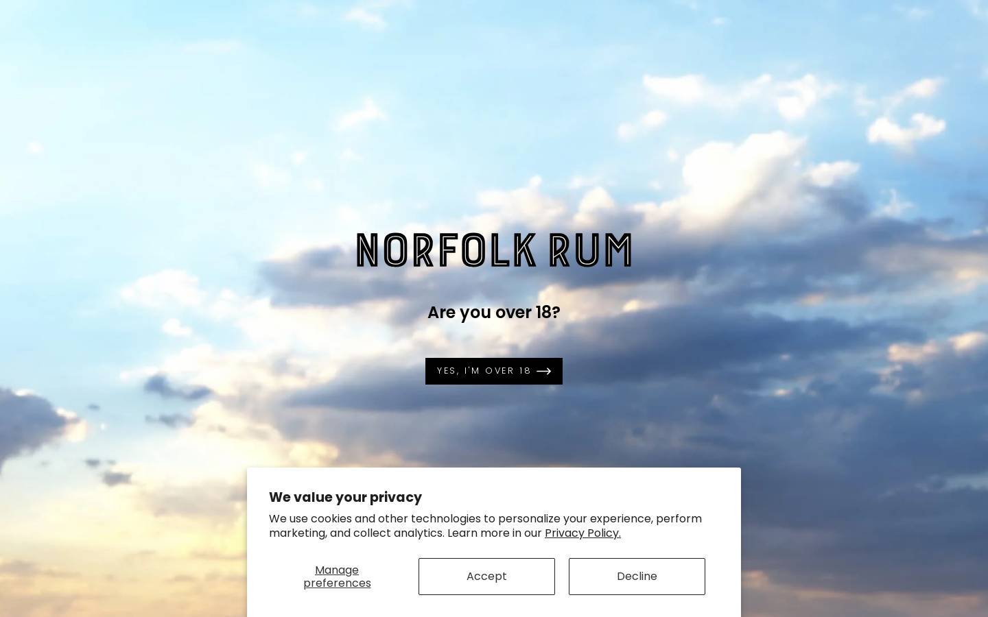 Norfolk Spirit Co. homepage screenshot