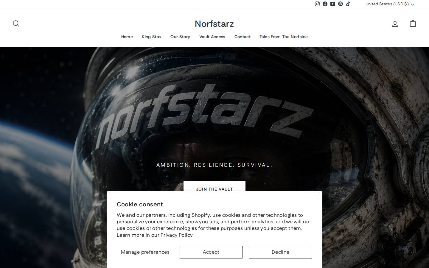 norfstarz.com homepage screenshot