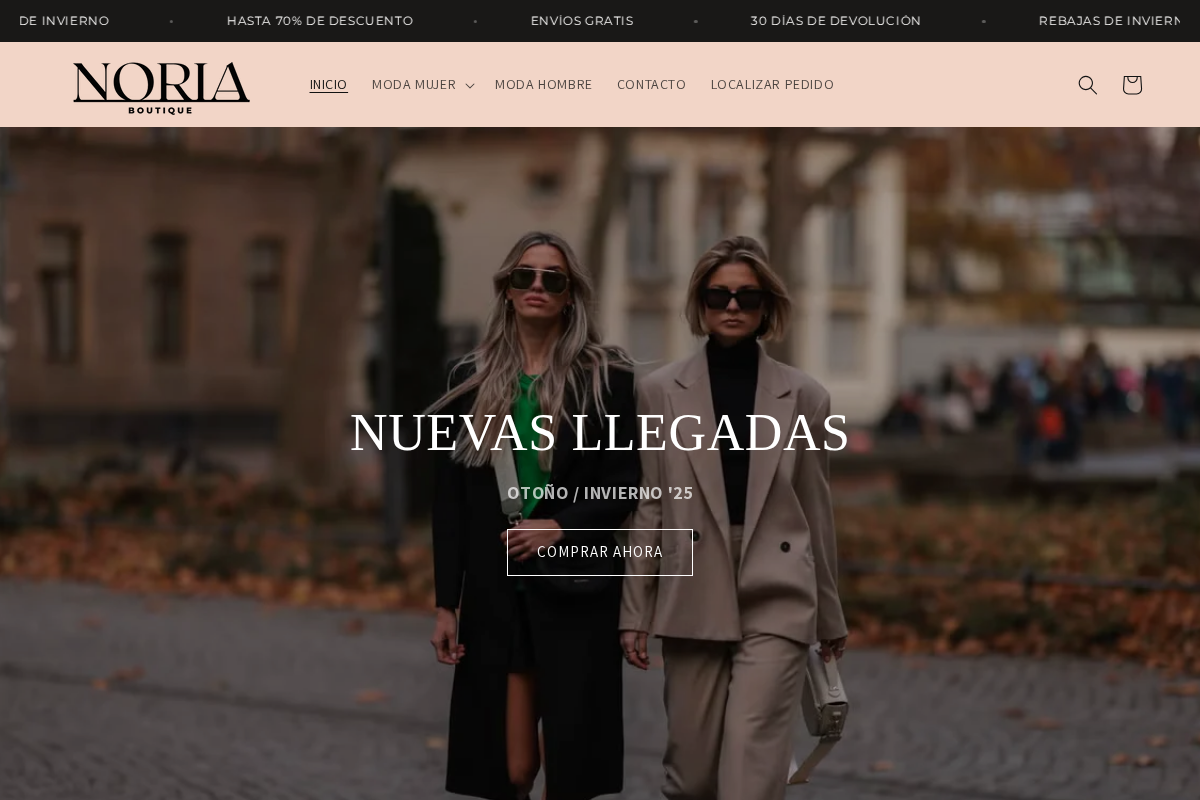 Noria Boutique homepage screenshot