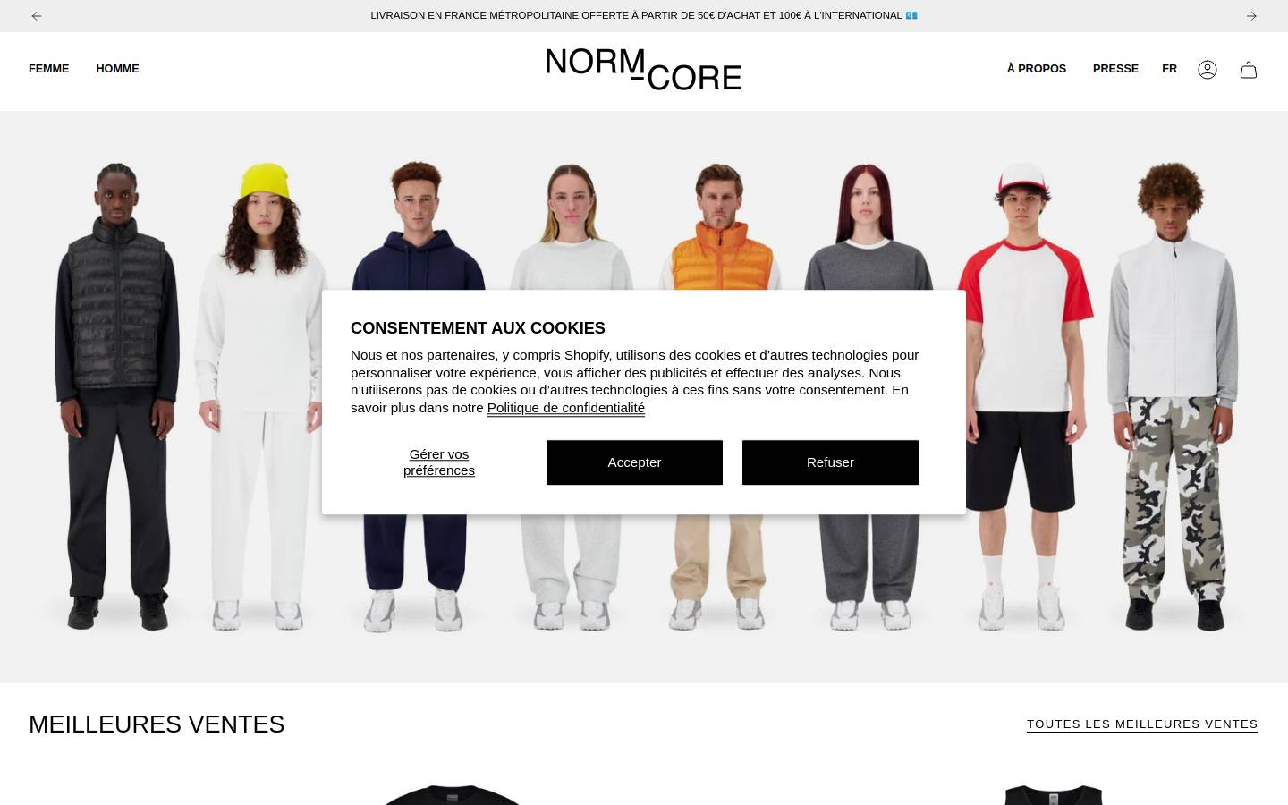 NORM-CORE homepage screenshot