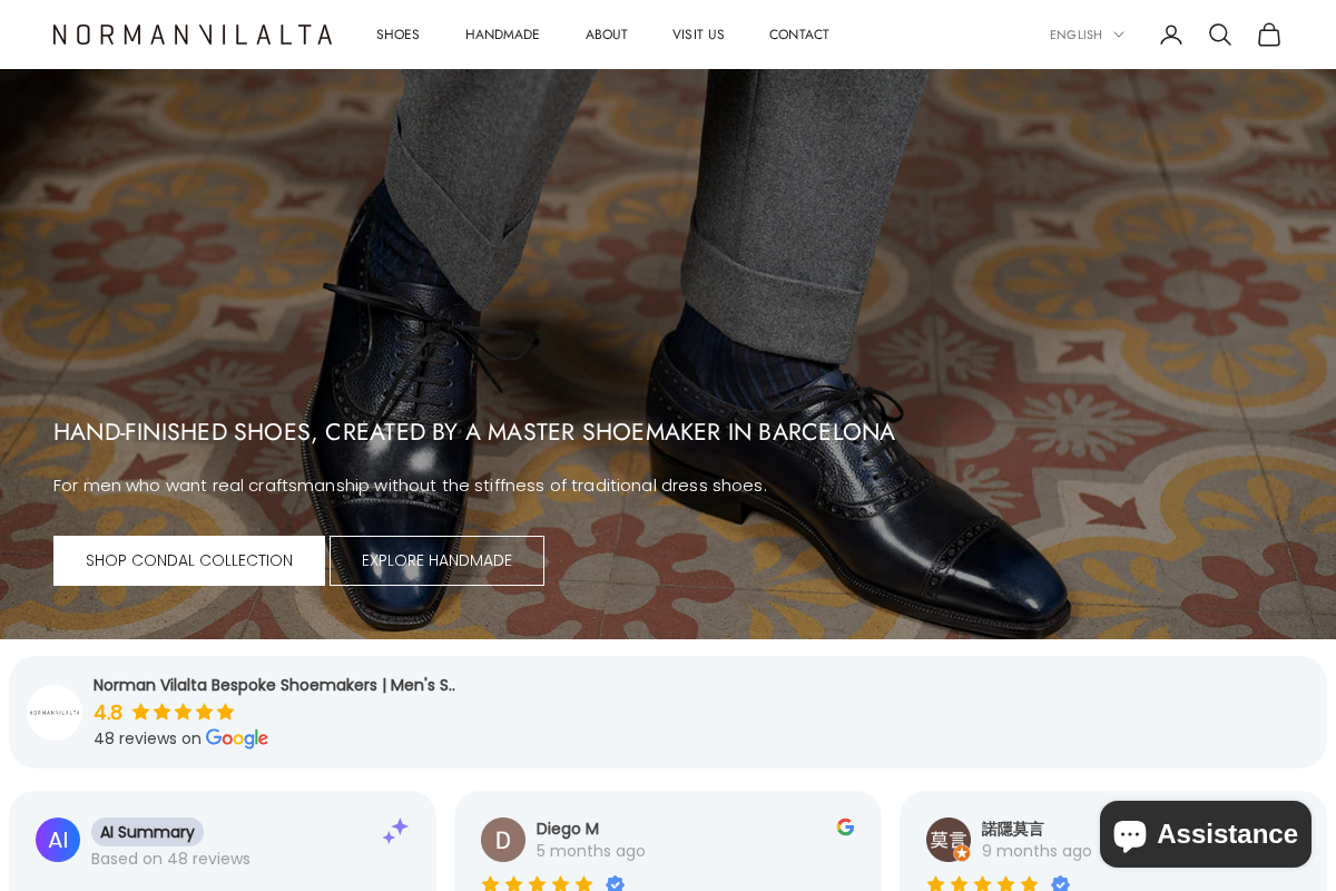 Norman Vilalta Bespoke Shoemakers homepage screenshot