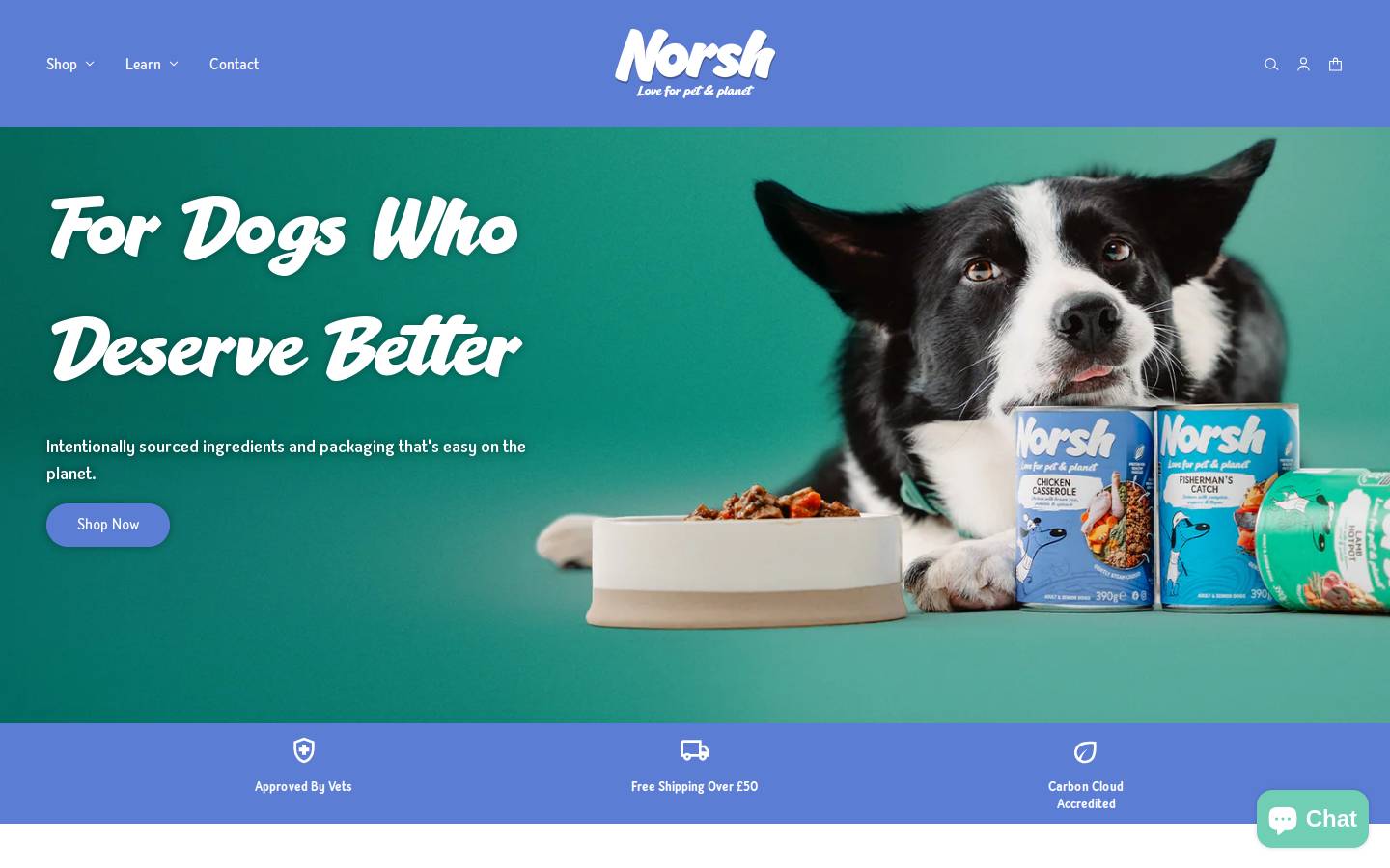 Norshpetfood homepage screenshot