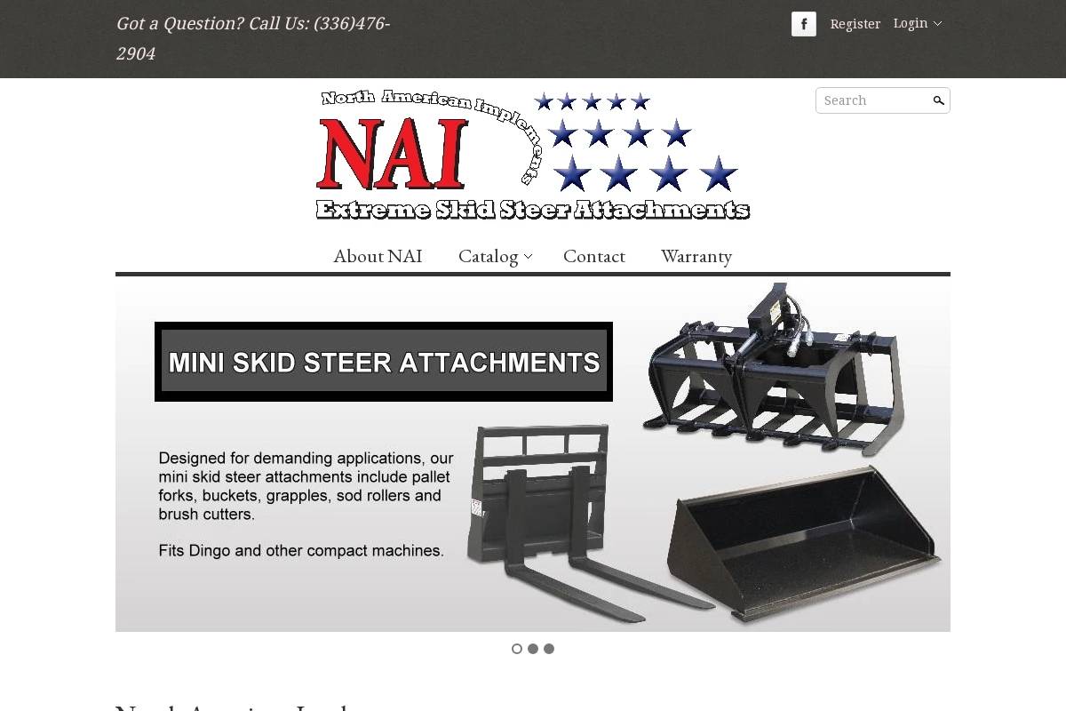 northamericanimplements.com homepage screenshot