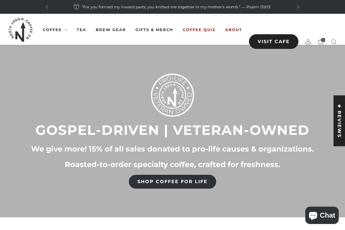 North Arrow Coffee Co. homepage screenshot