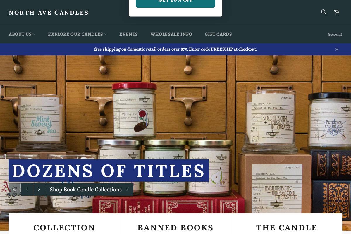 northavecandles.com homepage screenshot