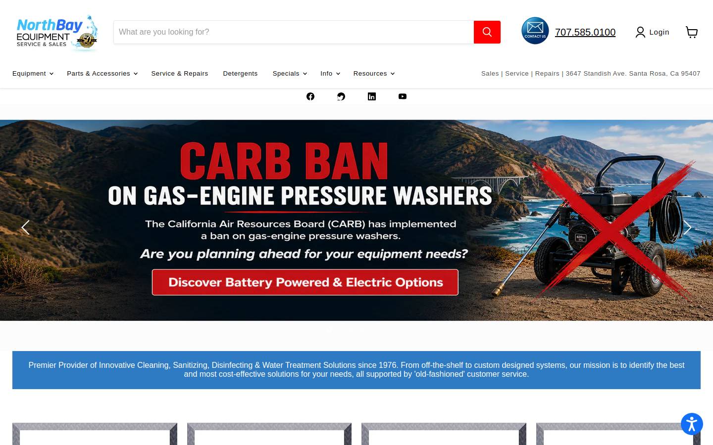 northbayequipment.com homepage screenshot