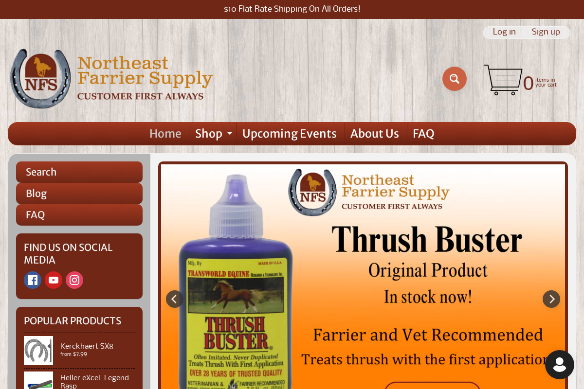 Northeast Farrier Supply homepage screenshot